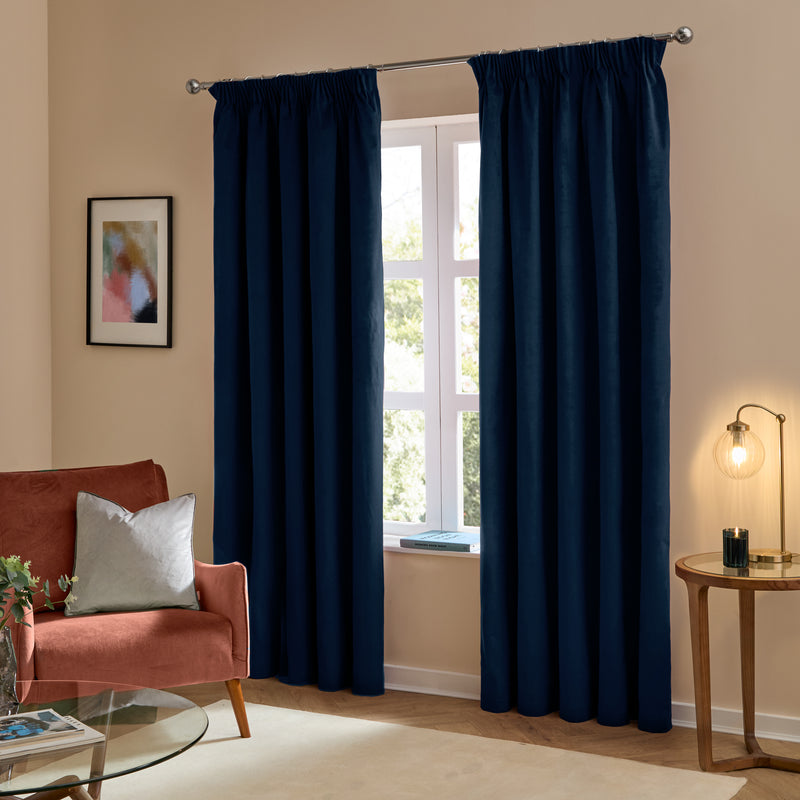  Curtains - The Ultimate Velvet  Pencil Pleat Curtains Royal Furn