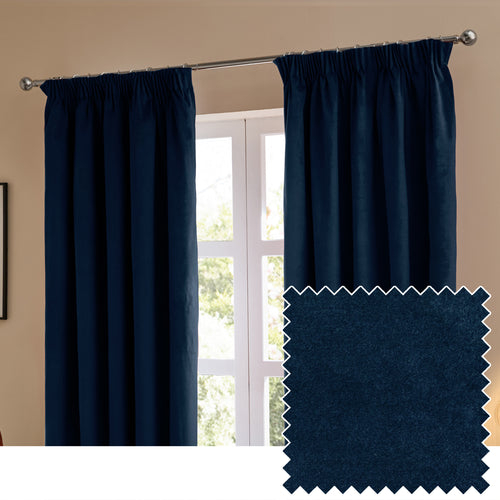 Plain Blue Curtains - The Ultimate Velvet Fully Lined Pencil Pleat Curtains Royal Furn