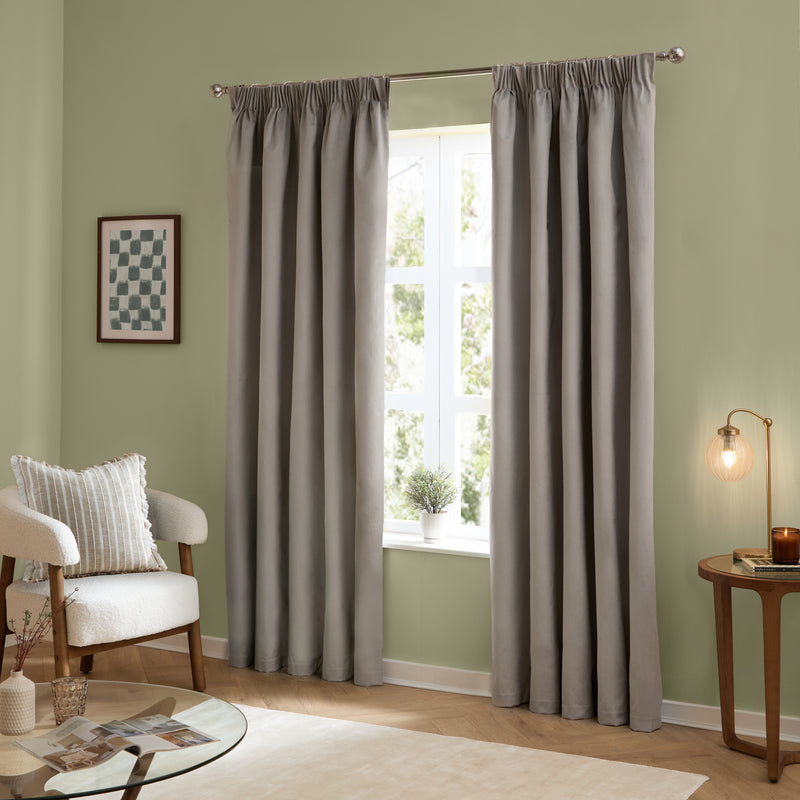 Curtains - The Ultimate Velvet  Pencil Pleat Curtains Silver Furn
