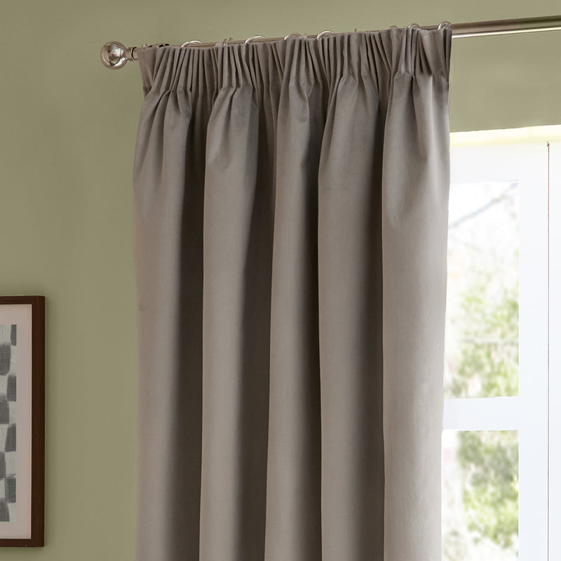  Curtains - The Ultimate Velvet  Pencil Pleat Curtains Silver Furn