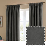Plain Black Curtains - The Ultimate Velvet Room Darkening Pencil Pleat Curtains Charcoal Furn