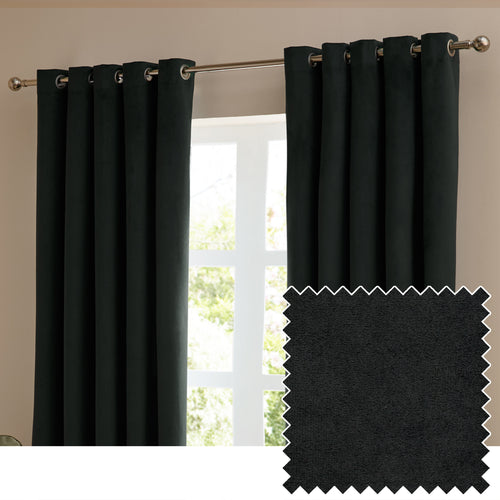 Plain Black Curtains - The Ultimate Velvet Fully Lined Eyelet Curtains Black Furn