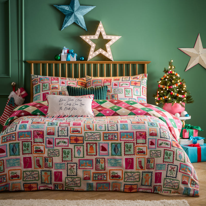 Geometric Multi Bedding  - Dear Santa Printed Duvet Cover Set Multi furn.