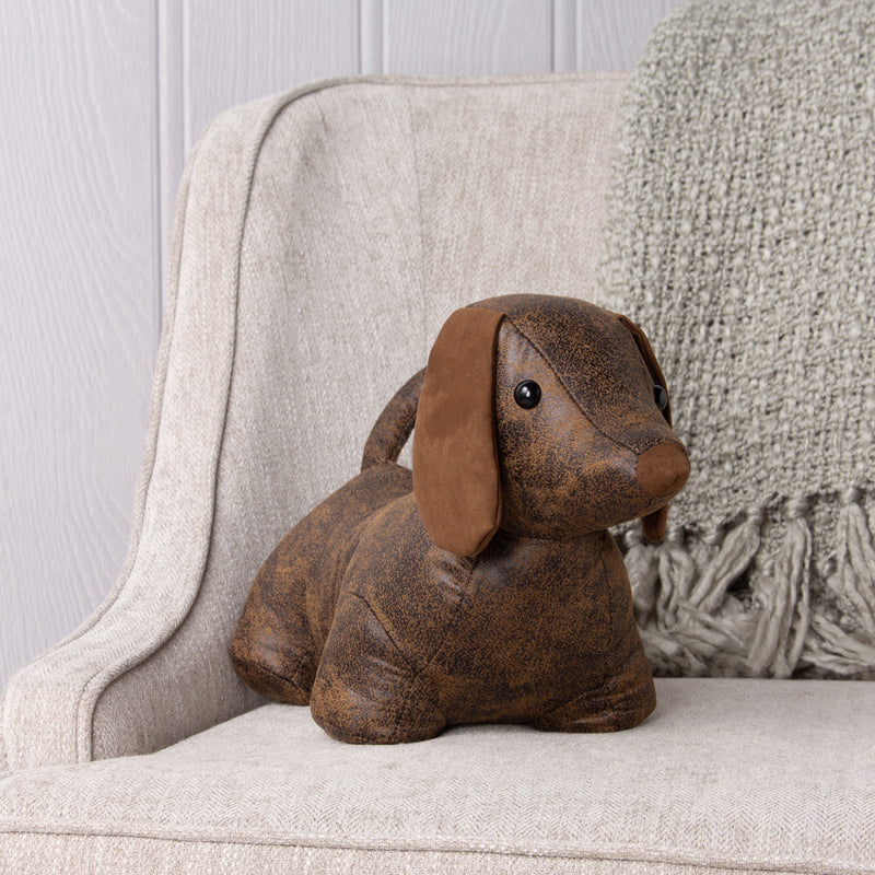 Paoletti Dexter Daschund Dog Door Stop in Brown