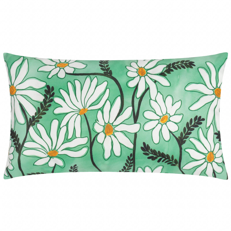 Floral Green Cushions - Daisy Fields Printed Outdoor Cushion Cover Mint Wylder Nature