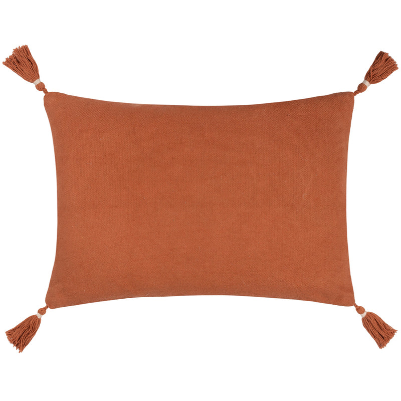 furn. Dharma Tufted Tasselled Cushion Cover in Brick