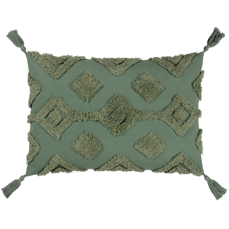 furn. Dharma Tufted Tasselled Cushion Cover in Eucalyptus