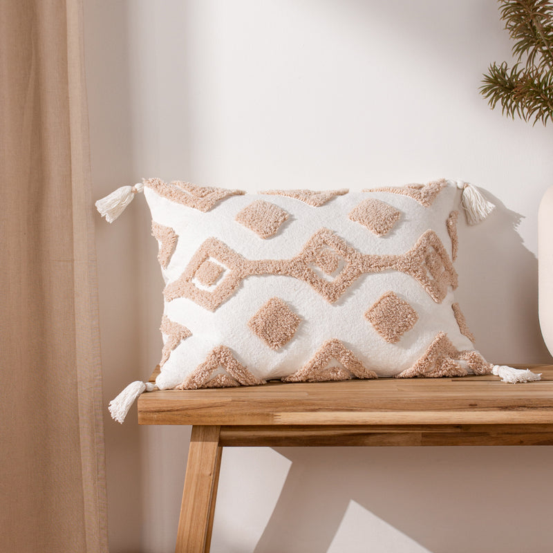 furn. Dharma Tufted Tasselled Cushion Cover in Natural