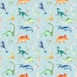 Voyage Maison Dinos Printed Cotton Fabric in Sky