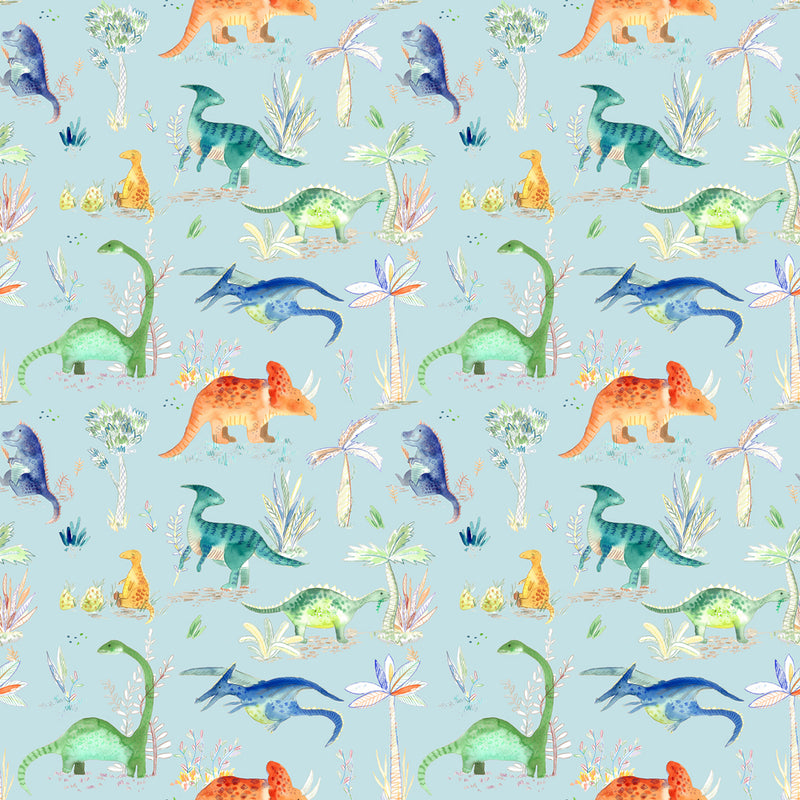 Voyage Maison Dinos Printed Cotton Fabric in Sky