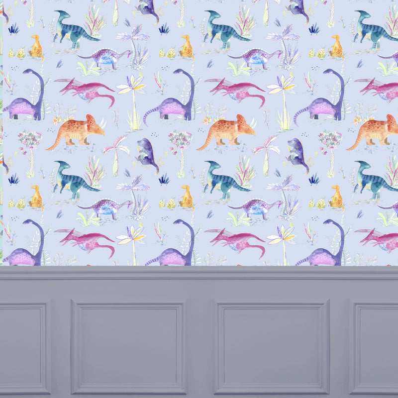 Voyage Maison Dinos 1.4m Wide Width Wallpaper in Violet