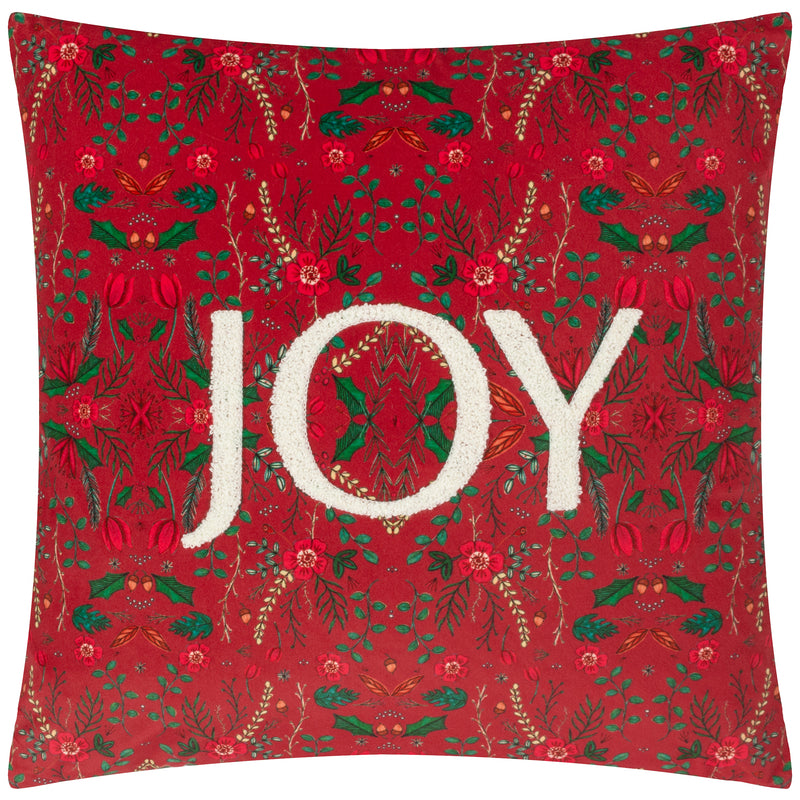 Floral Red Cushions - Ditsy Joy Tufted Velvet Cushion Cover Red Evans Lichfield