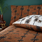 furn. Desert Monkey Exotic Printed Reversible Duvet Cover Set in Amber