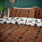 furn. Desert Monkey Exotic Printed Reversible Duvet Cover Set in Amber