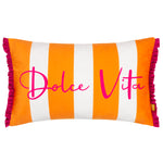 Striped Orange Cushions - Dolcevita  Striped Velvet Cushion Cover Orange/Pink furn.