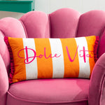 Striped Orange Cushions - Dolcevita  Striped Velvet Cushion Cover Orange/Pink furn.