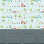 Voyage Maison Down On The Farm 1.4m Wide Width Wallpaper in Blue