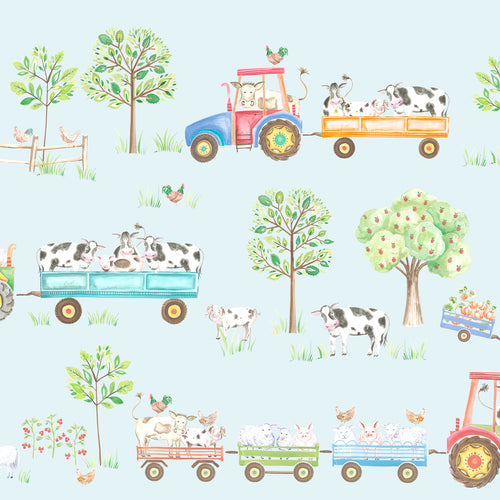 Voyage Maison Down On The Farm 1.4m Wide Width Wallpaper in Blue