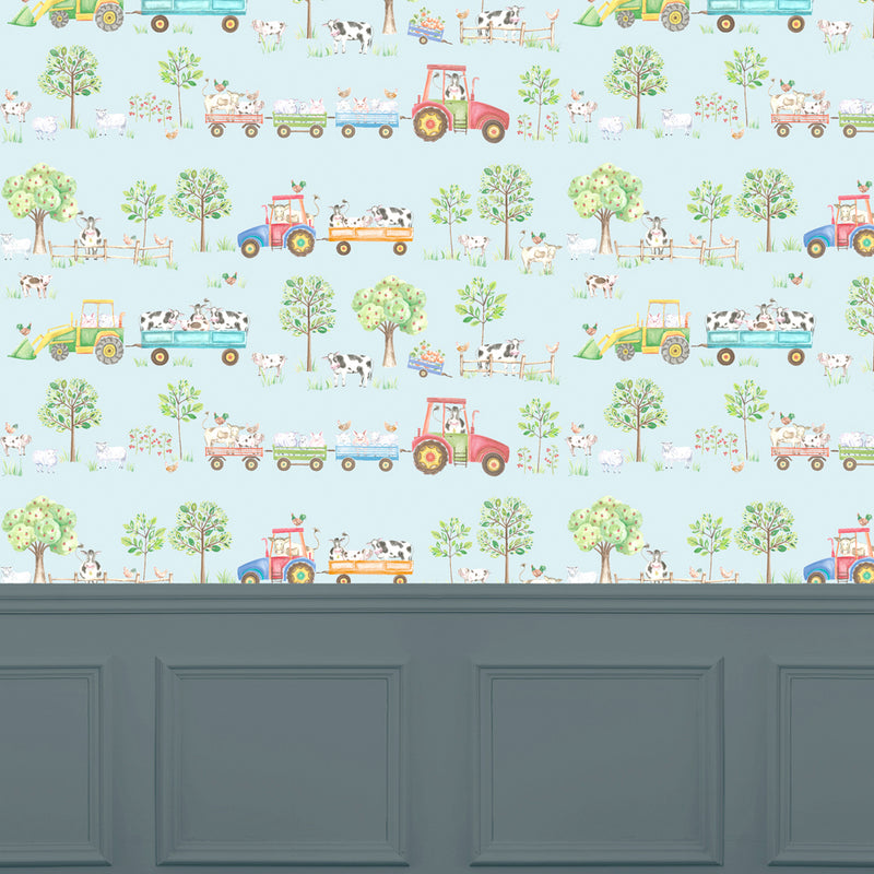 Voyage Maison Down On The Farm 1.4m Wide Width Wallpaper in Blue