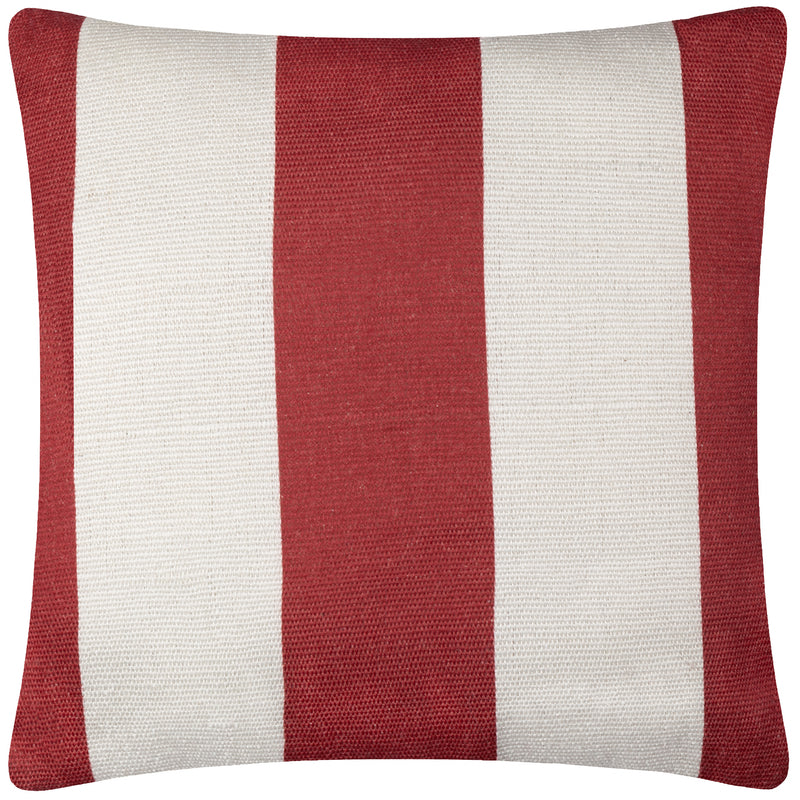 Striped White Cushions - Deck Stripe  Woven Outdoor Cushion Cover White/Red furn.