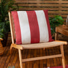 Striped White Cushions - Deck Stripe  Woven Outdoor Cushion Cover White/Red furn.