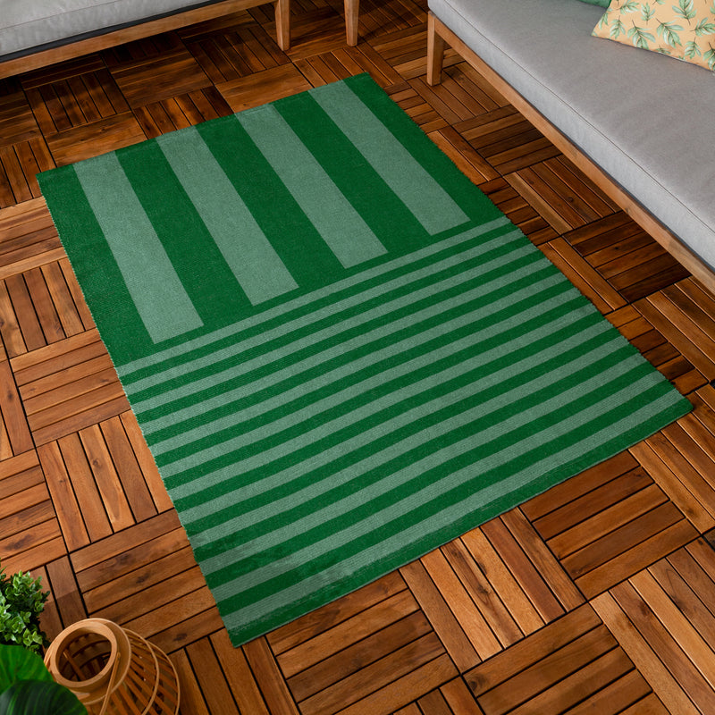 Striped Green Rugs - Deck Stripe Printed Indoor/Outdoor Outdoor Rug Green furn.