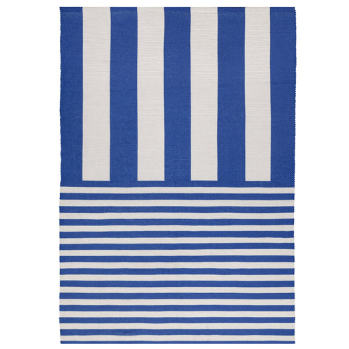 Striped White Rugs - Deck Stripe Printed Indoor/Outdoor Outdoor Rug White/Blue furn.