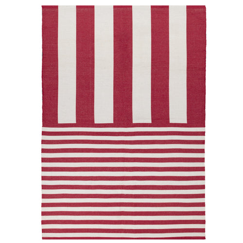 Striped White Rugs - Deck Stripe Printed Indoor/Outdoor Outdoor Rug White/Red furn.