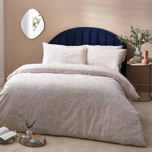 HÖEM Dunes Abstract Cotton Rich Reversible Duvet Cover Set in Shell