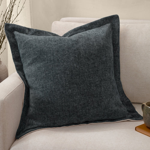 Plain Blue Cushions - Dune Chenille Cushion Cover Slate Yard