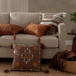 Geometric Brown Cushions - Durdle Embroidered Cushion Cover Cocoa Yard