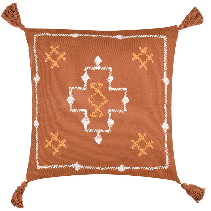 Geometric Orange Cushions - Durdle Embroidered Cushion Cover Ginger Yard