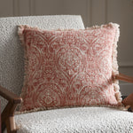 Durelle Damask Fringed Cushion Coral