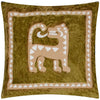 Dynasty Tiger Embroidered Chenille Cushion Amber Green