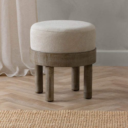 Plain Beige Furniture - Ebbett Wooden Footstool Ecru Yard