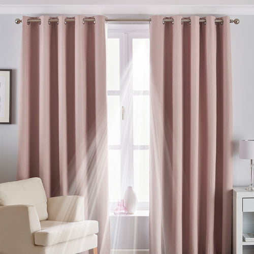 Essentials Twilight Thermal Blackout Eyelet Curtains in Blush