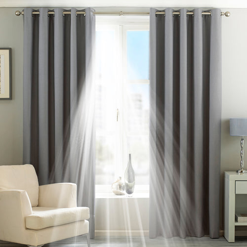 Essentials Twilight Thermal Blackout Eyelet Curtains in Silver