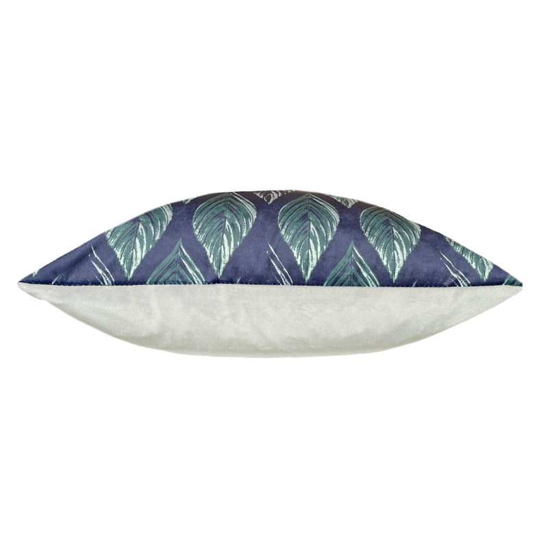  Blue Cushions - Eden Leaves  Feather Filled Cushion Steel Blue Evans Lichfield