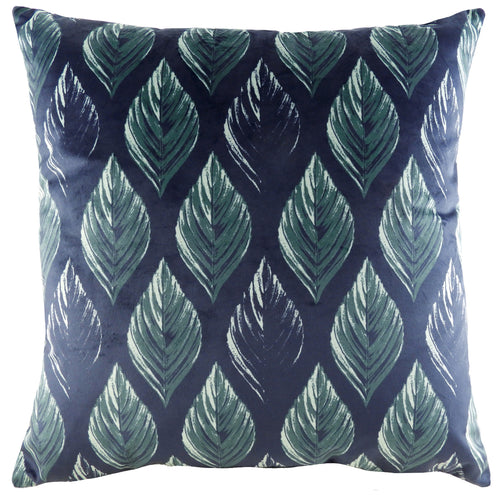 Blue Cushions - Eden Leaves  Feather Filled Cushion Steel Blue Evans Lichfield