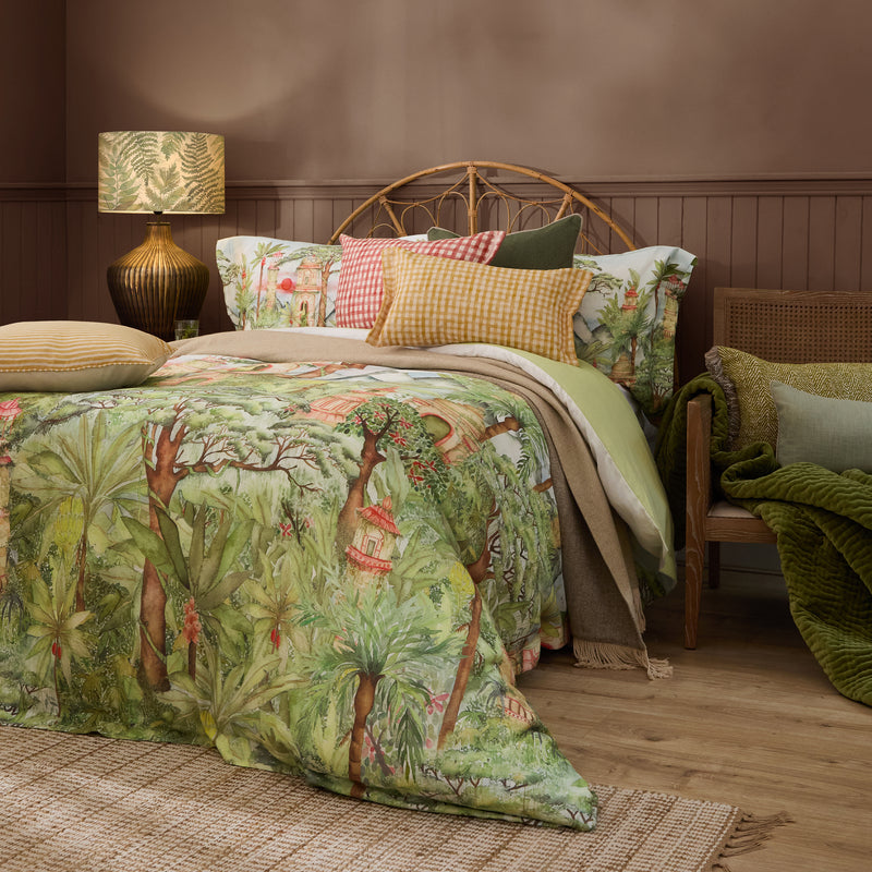 Jungle Green Bedding - Eden Ruins Printed Duvet Cover Set Green Voyage Maison