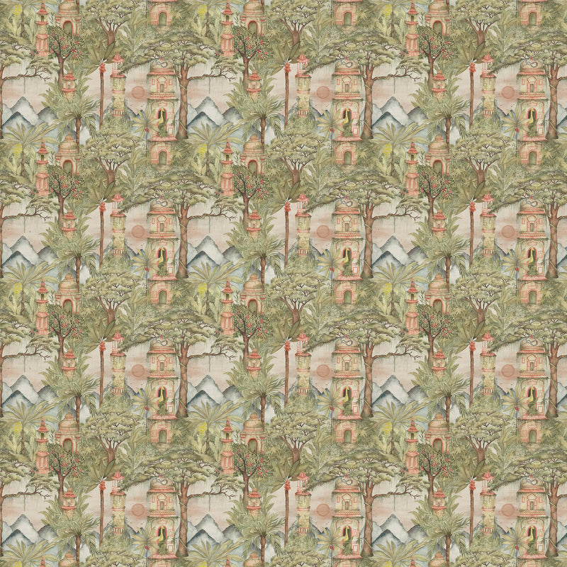  Fabric - Eden Ruins  Fabric Green Voyage Maison