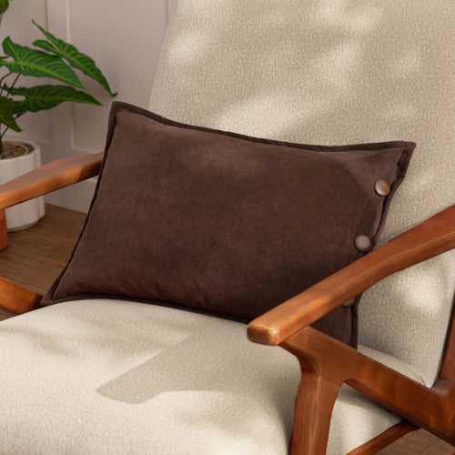 Plain Brown Cushions - Effron Washed Velvet Cushion Cover Brown furn.