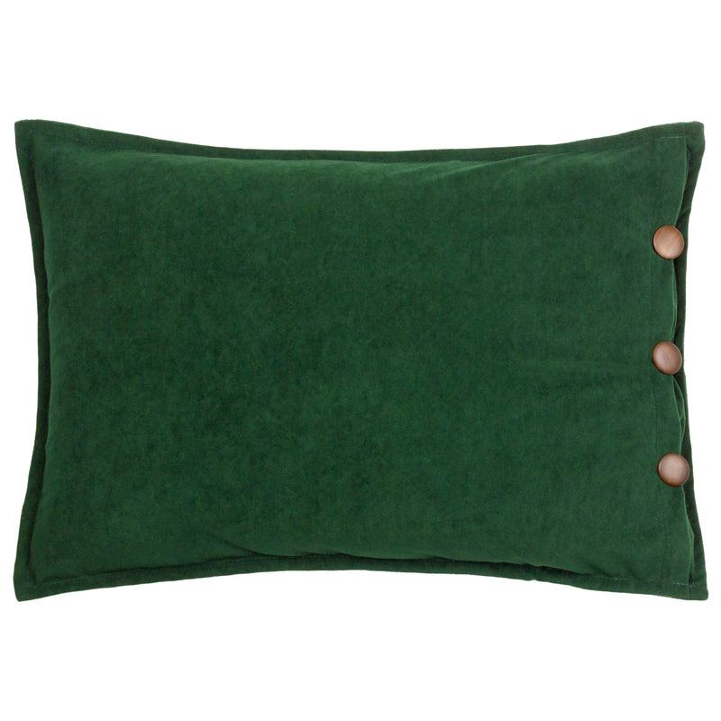 Plain Green Cushions - Effron Washed Velvet Cushion Cover Forest furn.