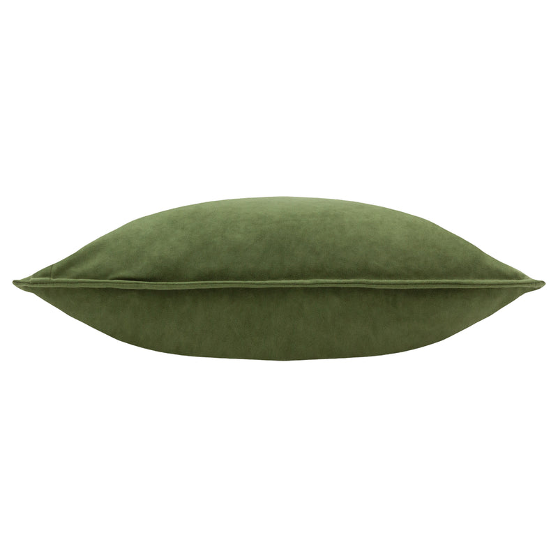 Plain Green Cushions - Effron Washed Velvet Cushion Cover Olive furn.