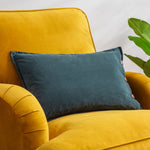 Plain Blue Cushions - Effron Washed Velvet Cushion Cover Slate Blue furn.