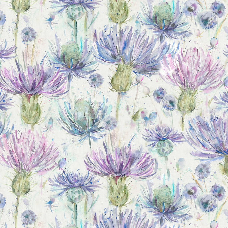 Voyage Maison Eilean Donan Thistle Printed Oil Cloth Fabric (By The Metre) in Natural