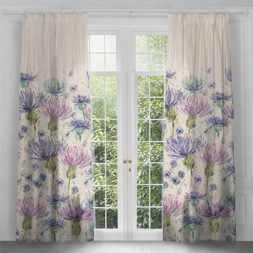 Voyage Maison Eilean Donan Printed Pencil Pleat Curtains in Thistle Damson