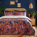 furn. Eivissa Abstract Duvet Cover Set in Magenta