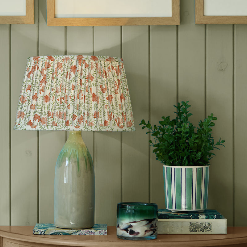 Floral Orange Lighting - Elai Pleated Tapered Lamp Shade Terracotta Voyage Maison