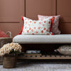 Floral Orange Cushions - Elai Printed Ruche Fringe Feather Filled Cushion Terracotta Voyage Maison